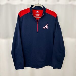 Atlanta Braves MLB Men’s Large Red Blue 1/4 Zip Pullover Jacket Fleece Lined